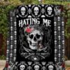Hating Me Skull Quilt Blanket  Quilt